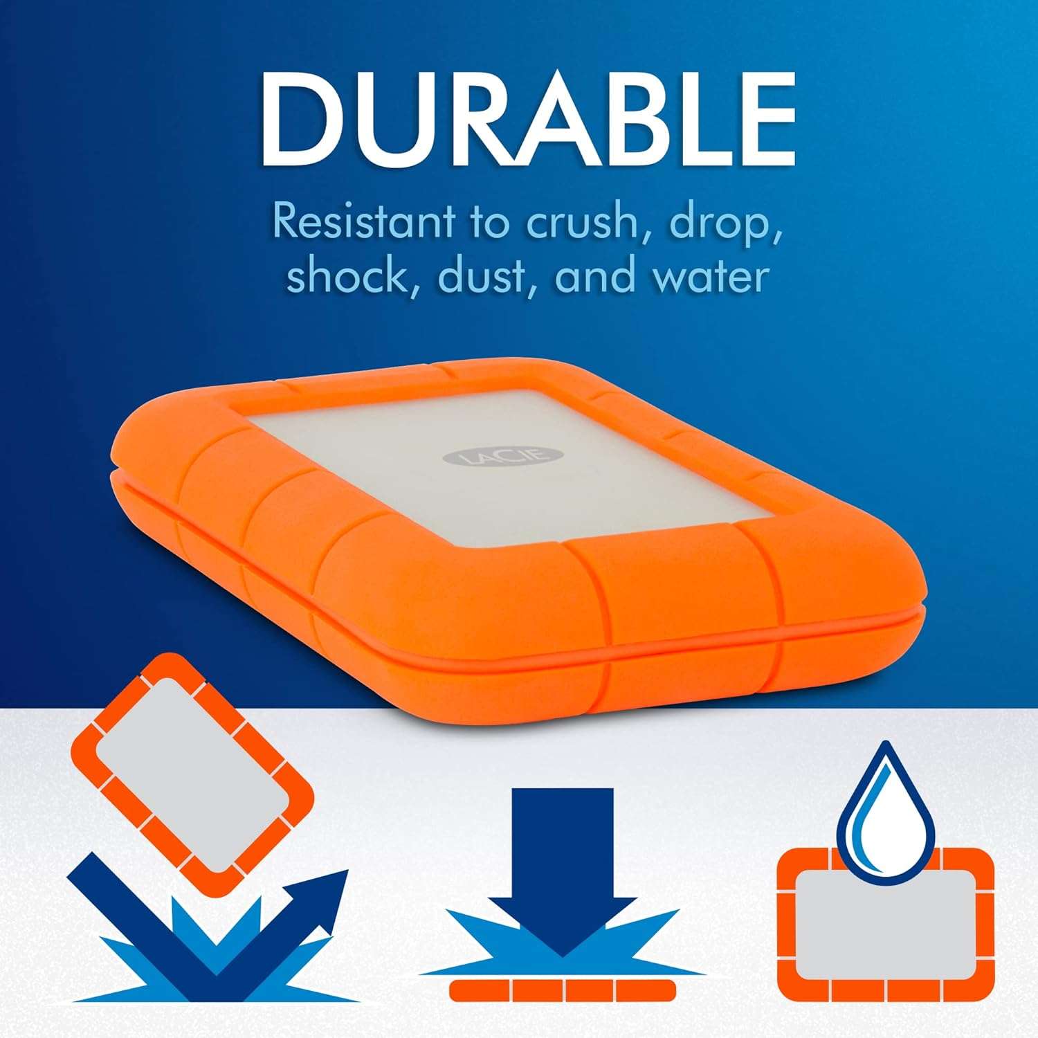 LaCie Rugged USB-C Portable External Hard Drive
